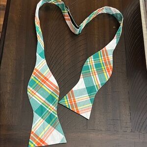 Tommy Hilfiger Plaid Bow Tie in Green and Orange